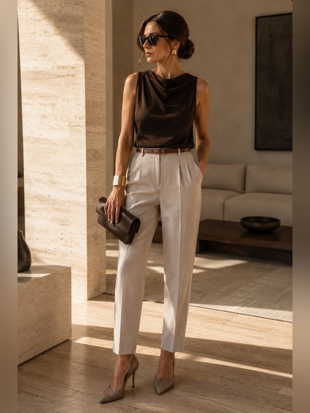 NWT COS Tailored Wool Cigarette Pants US 6 Dusty Beige $165 Retail